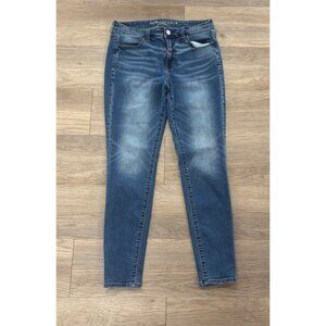 Women's American Eagle Outfitters Super Stretch Blue Skinny Jeans Size 8 30x28